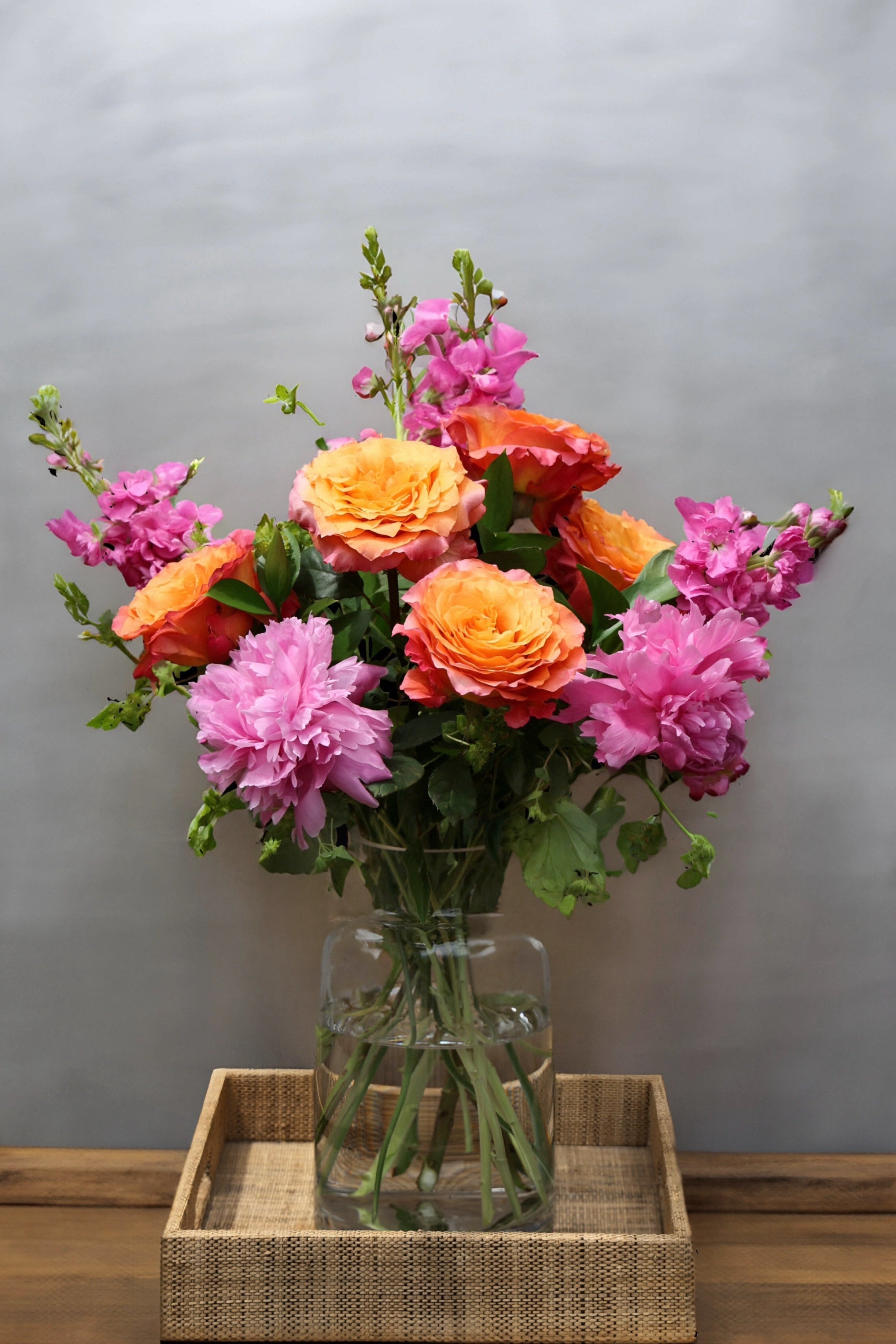 Lilium flower box in pink and orange